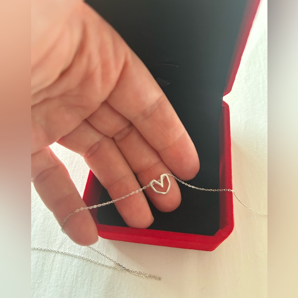 Silver Origami Heart Necklace - Picture 5 of 5